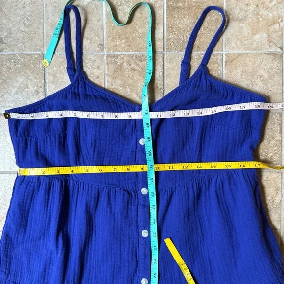 Universal Thread Cotton Gauze Sleeveless Maxi Dress Smocked Back Panel Pockets! - Picture 6 of 16